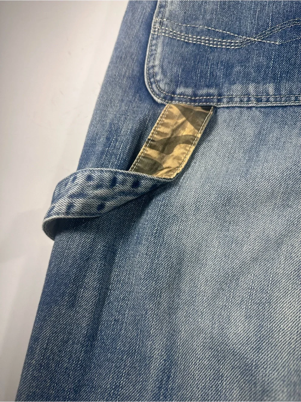 Men’s Cargo Jeans Size 32x31 Blue Denim Camo Trim Utility Multi-Pocket Y2K 90s
